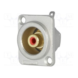 1 pcs x AMPHENOL - ACJD-RED - Socket, RCA, female, soldering, gold-plated, for panel mounting