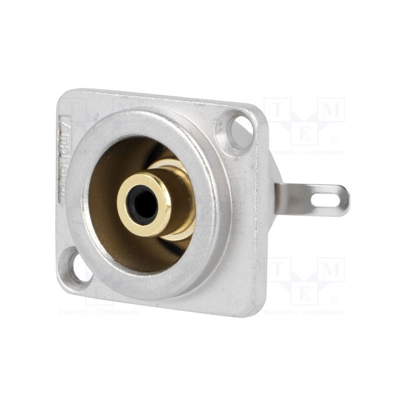 1 pcs x AMPHENOL - ACJD-BLK - Socket, RCA, female, soldering, gold-plated, for panel mounting