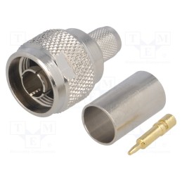 1 pcs x UNICON - 312-027-001 (N-50/2-CNT400/W19.01) - Plug, N, male, straight, 50Ω, CNT400, crimped, for cable, PTFE