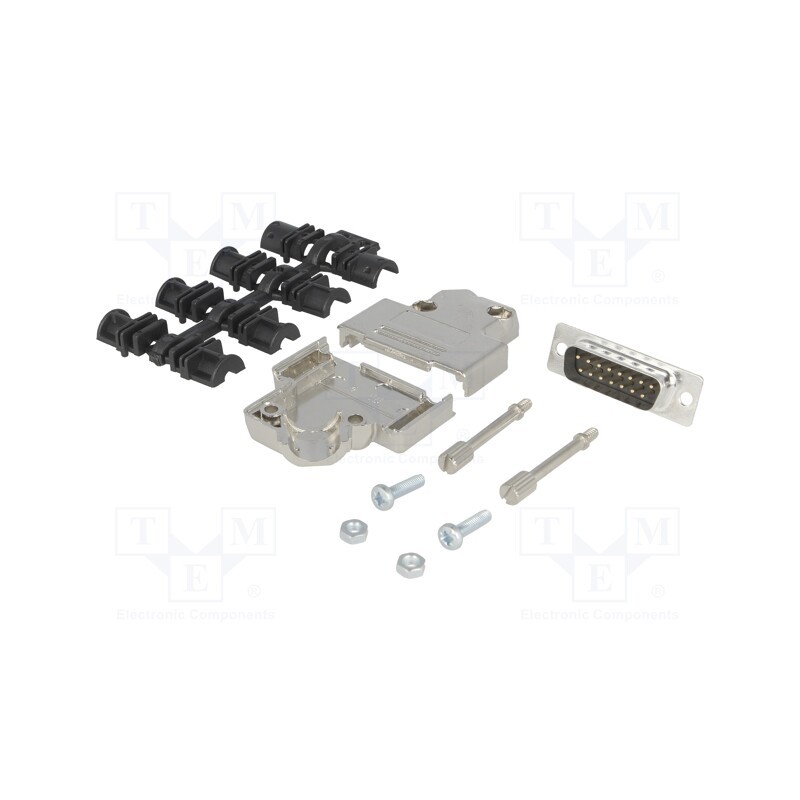 1 pcs x ENCITECH - 6355-0010-02 - D-Sub, PIN: 15, plug, male, soldering, for cable, black