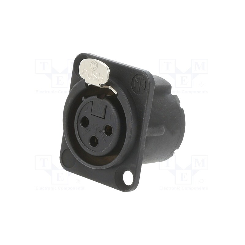 1 pcs x NEUTRIK - NC3FD-LX-B - Socket, XLR, female, PIN: 3, straight, with push button, soldering