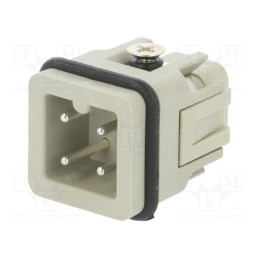 1 pcs x TE Connectivity - HA-003-M - Connector: HDC, contact insert, male, HDC, PIN: 4, 3+PE, size 1, 10A