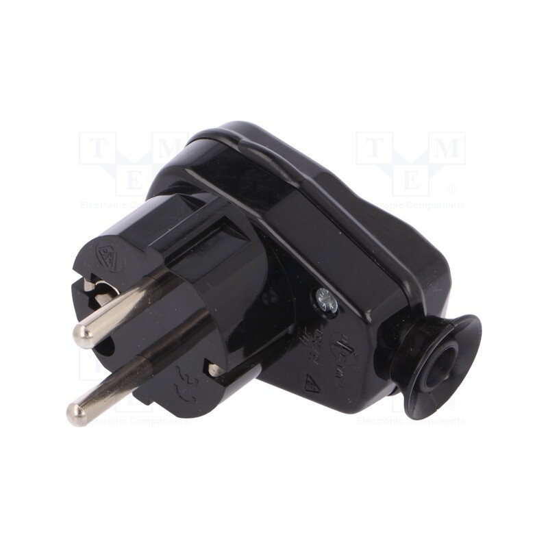 1 pcs x TIMEX-ELEKTRO - AWA-ŁKB CZ - Connector: AC supply, male, plug, 2P+PE, 250VAC, 16A, black, PIN: 3