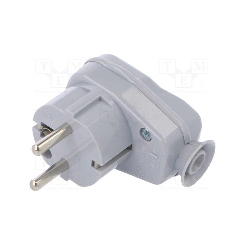 1 pcs x TIMEX-ELEKTRO - AWA-ŁKB PO - Connector: AC supply, male, plug, 2P+PE, 250VAC, 16A, grey, PIN: 3