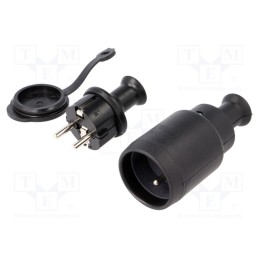 1 set x PLASTROL - T-11815 - Connector: AC supply, socket,plug, 2P+PE, 250VAC, 16A, black, PIN: 3