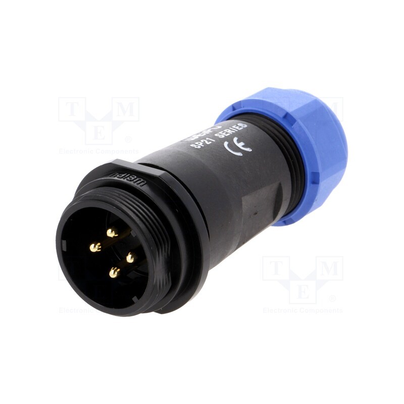 1 pcs x WEIPU - SP2111/P4II-1N - Plug, SP21, male, PIN: 4, IP68, 7÷12mm, 30A, soldering, for cable