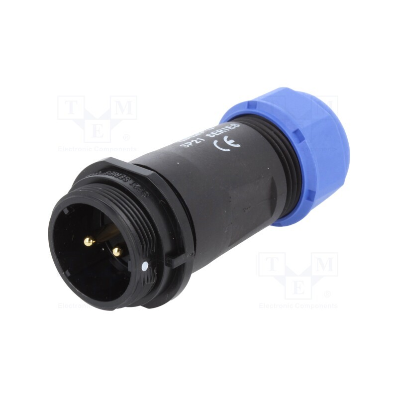 1 pcs x WEIPU - SP2111/P2I-1N - Plug, SP21, male, PIN: 2, IP68, 4.5÷7mm, 30A, soldering, for cable