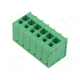 1 pcs x ADAM TECH - EB167A-06-H - PCB terminal block, Contacts ph: 10mm, ways: 6, angled 90°, green