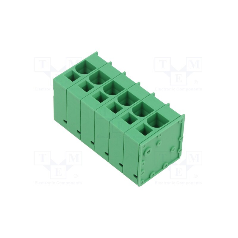 1 pcs x ADAM TECH - EB167A-06-H - PCB terminal block, Contacts ph: 10mm, ways: 6, angled 90°, green