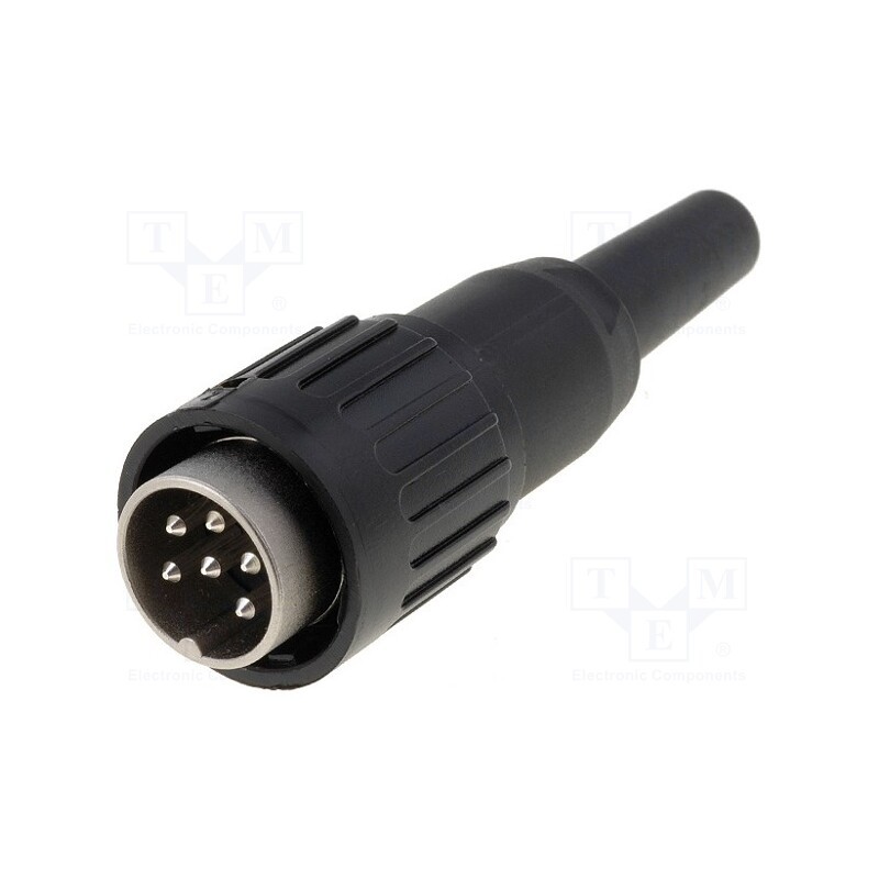 1 pcs x AMPHENOL - T3424501U - Plug, DIN, male, PIN: 6, straight, for cable, soldering, 300V, 5A