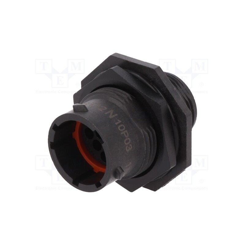 1 pcs x AMPHENOL - RTS712N10P03 - Connector: circular, eco|mate Aquarius, socket, male, PIN: 10, 250V