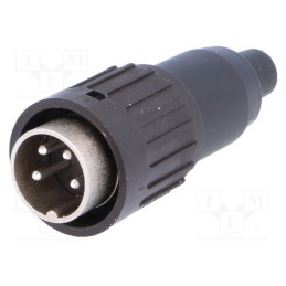 1 pcs x AMPHENOL - T3324501U - Plug, DIN, male, PIN: 4, straight, for cable, soldering, 300V, 5A