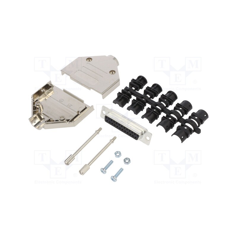 1 pcs x Amphenol Communications Solutions - L17DTPK-M-25+L77SDB25S - D-Sub, PIN: 25, female, straight, soldering, for cable, gol