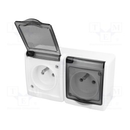 1 pcs x PAWBOL - D.3112GG/1 - Connector: AC supply, socket, 2P+PE, 250VAC, 16A, white, PIN: 3, IP44