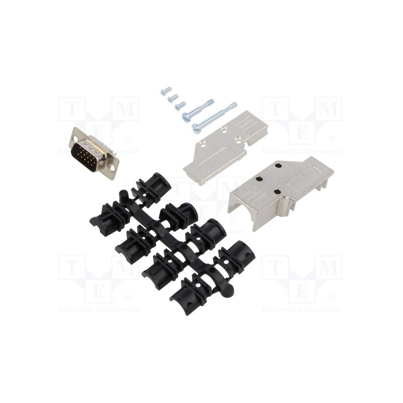 1 pcs x MH CONNECTORS - MHDCMR9HD15MS-K - D-Sub HD, PIN: 15, plug, male, for cable, angled 90°, soldering