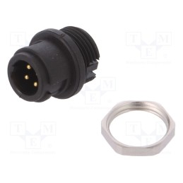 1 pcs x BINDER - 09 0981 00 04 - Connector: circular, socket, 710, male, PIN: 4, unshielded, 3A, IP40