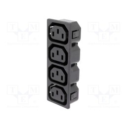 1 pcs x SCHURTER - 909.0021 - Connector: AC supply, splitter, 10A, 250VAC, IEC 60320, C13 (F)