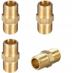 Brass connector, threaded, hexagonal nipple