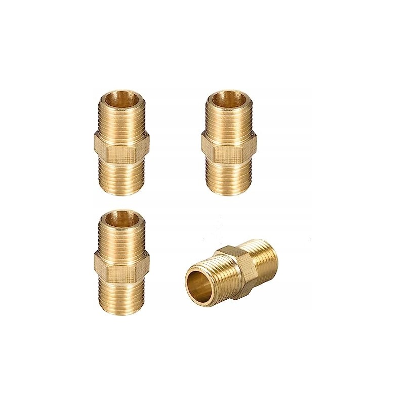 Brass connector, threaded, hexagonal nipple