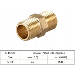 Brass connector, threaded, hexagonal nipple
