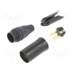 1 pcs x NEUTRIK - NC4MXX-B - Plug, XLR, male, PIN: 4, straight, for cable, soldering, 10A, 16AWG