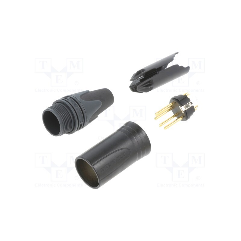 1 pcs x NEUTRIK - NC4MXX-B - Plug, XLR, male, PIN: 4, straight, for cable, soldering, 10A, 16AWG
