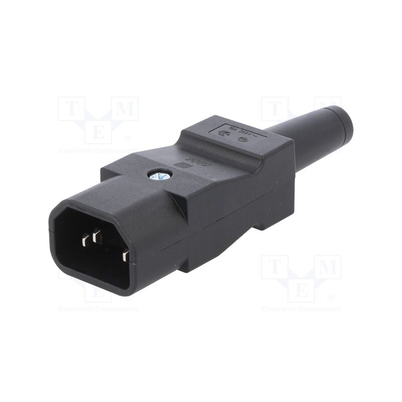 1 pcs x SCHURTER - 9009.0111 - Connector: AC supply, plug, male, 10A, 250VAC, IEC 60320, C14 (E)