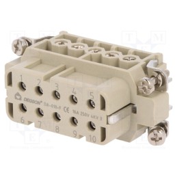 1 pcs x DEGSON ELECTRONICS - DA-010-F - Connector: HDC, contact insert, female, DA, PIN: 10, 10+PE, 16A, 250V