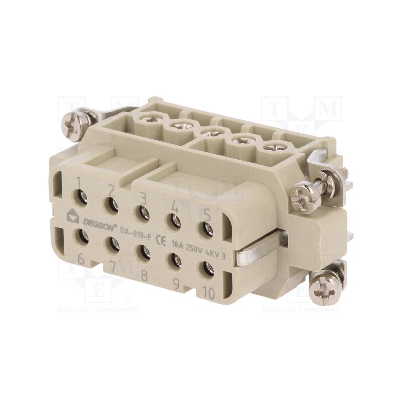 1 pcs x DEGSON ELECTRONICS - DA-010-F - Connector: HDC, contact insert, female, DA, PIN: 10, 10+PE, 16A, 250V