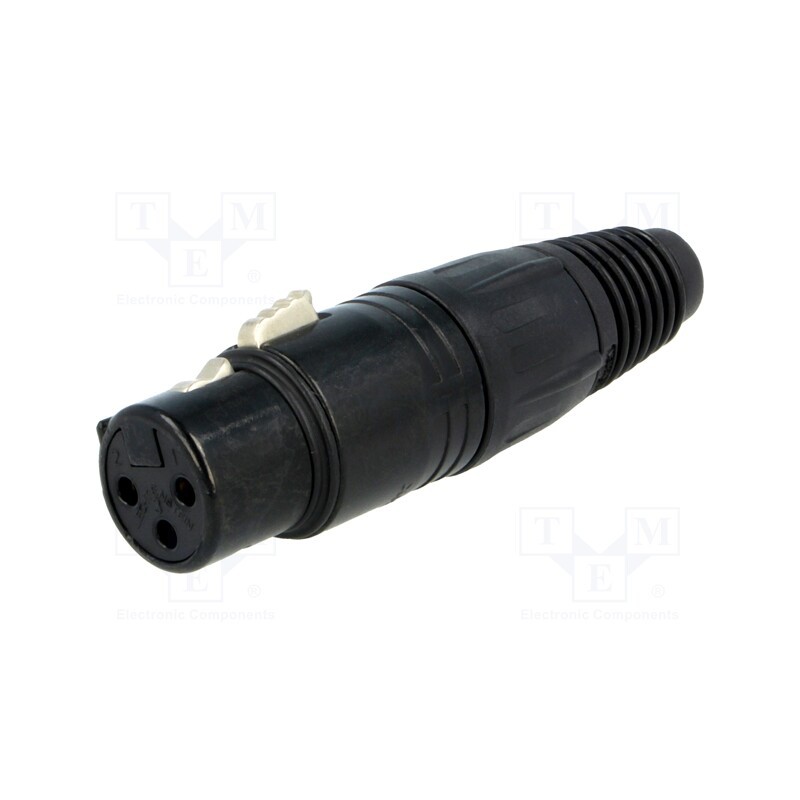 1 pcs x NEUTRIK - NC3FX-B - Plug, XLR, female, PIN: 3, straight, for cable, soldering, 3.5÷8mm, X