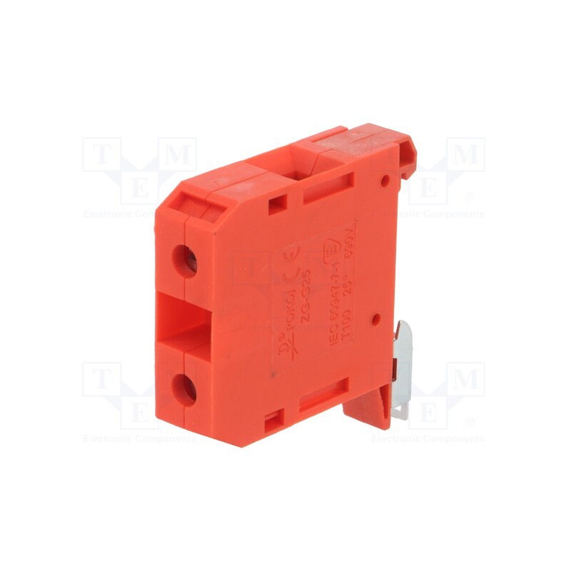 1 pcs x POKu00d3J - A11-1537 - Splice terminal: rail, 4÷25mm2, ways: 1, terminals: 2, red, TS35