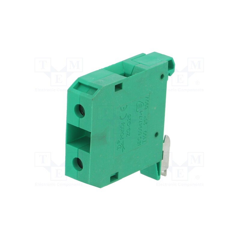 1 pcs x POKu00d3J - A11-1535 - Splice terminal: rail, 4÷25mm2, ways: 1, terminals: 2, green, TS35