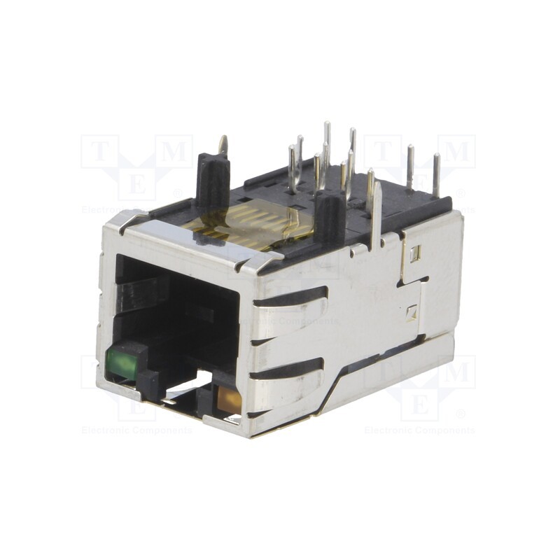 1 pcs x BEL FUSE - SI-50158-F - Socket, RJ45, PIN: 8, shielded,with LED, Layout: 8p8c, THT, angled