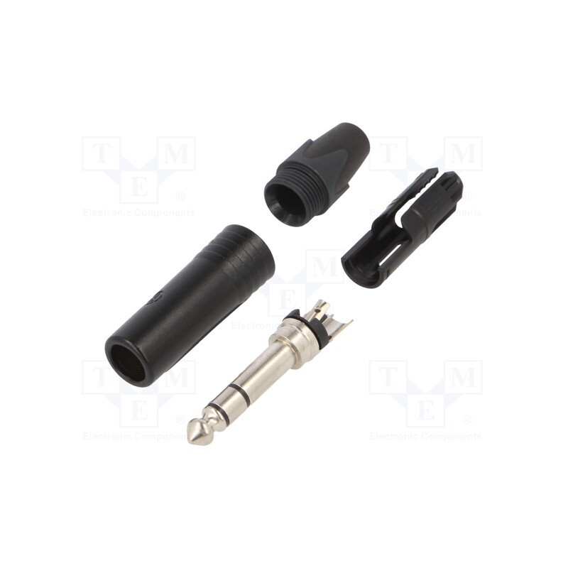 1 pcs x NEUTRIK - NP3X-BAG - Plug, Jack 6,3mm, male, stereo, ways: 3, straight, for cable, black