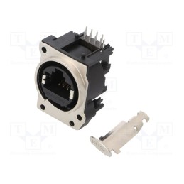 1 pcs x AMPHENOL - RJX8FB5HB - Socket, RJ45, XLRnet, Cat: 5e, with push button, THT, angled 90°
