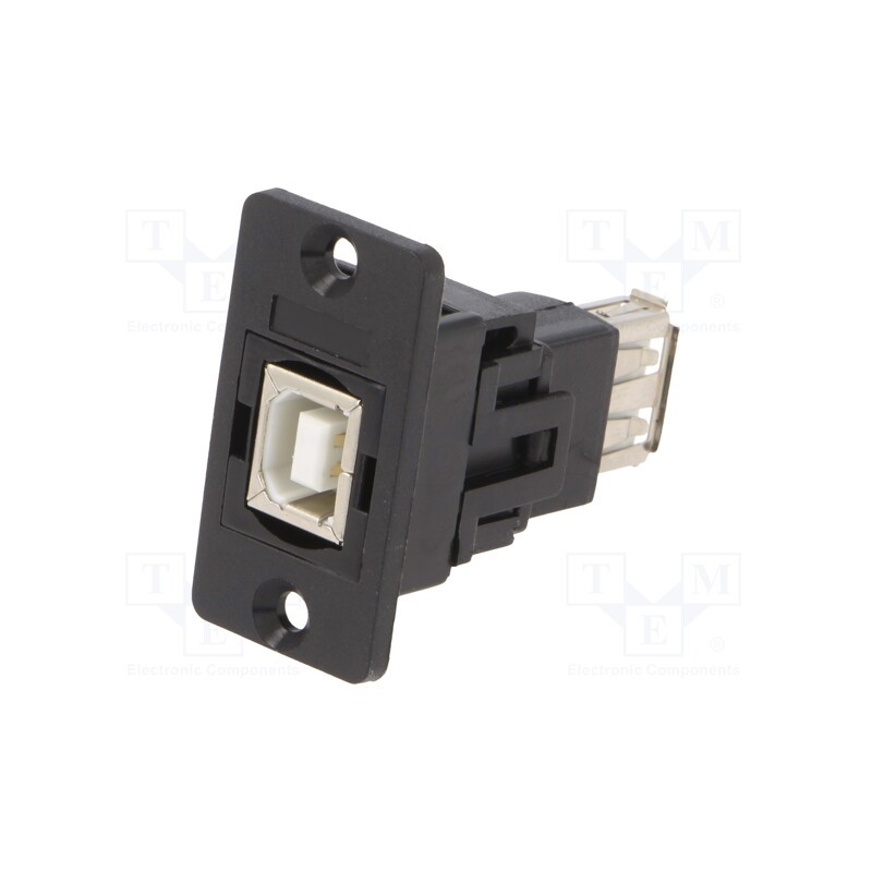 1 pcs x CLIFF - CP30607N - Adapter, USB A socket,USB B socket, SLIM, USB 2.0, gold-plated