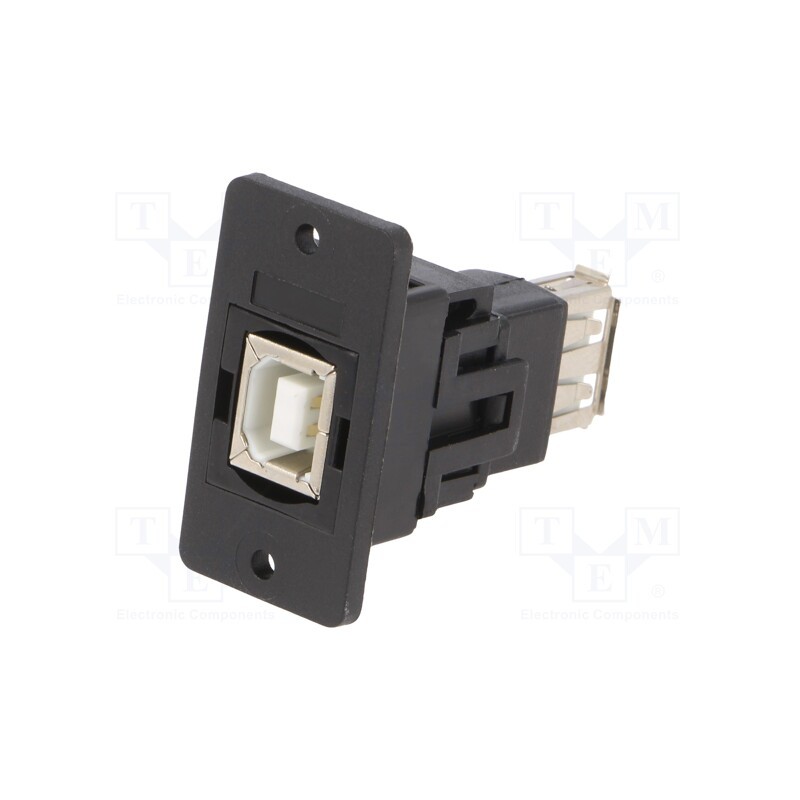 1 pcs x CLIFF - CP30607NX - Adapter, USB A socket,USB B socket, SLIM, USB 2.0, gold-plated