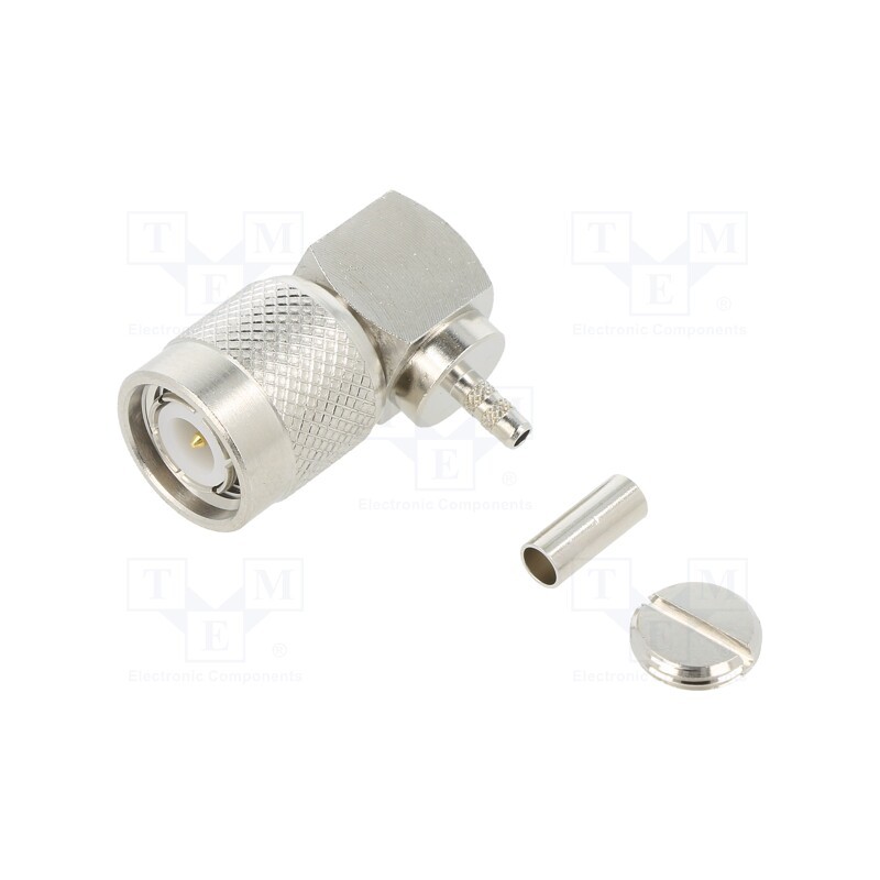 1 pcs x AMPHENOL RF - 122148 - Plug, TNC, male, angled 90°, 50Ω, soldering,crimped, for cable, POM