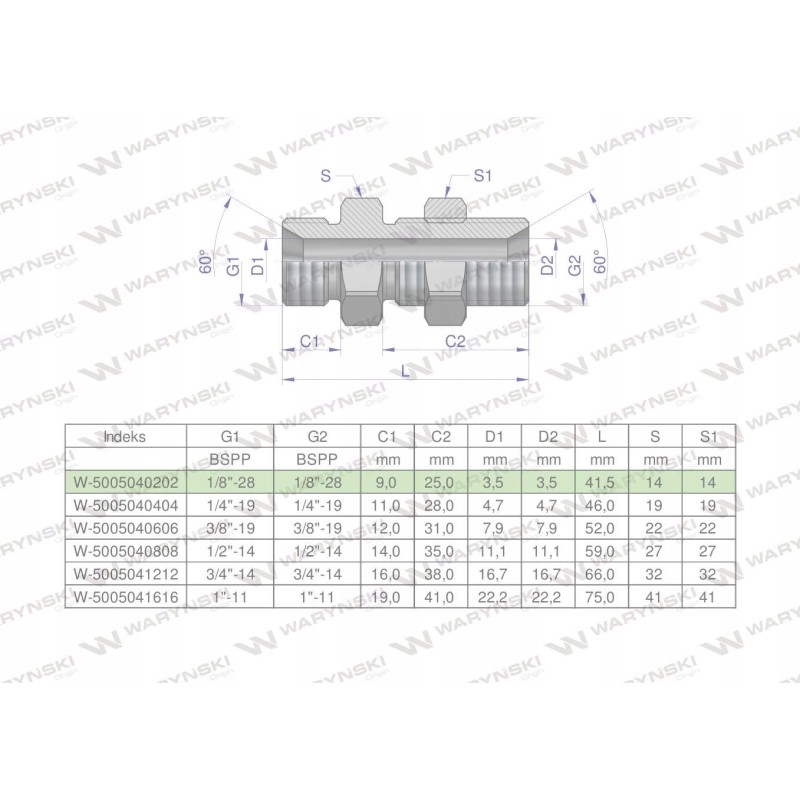 Inch hydraulic connector bb 1 8 bsp xsv 2 pcs