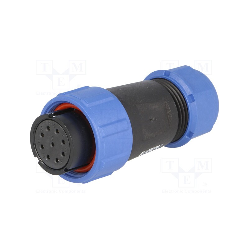 1 pcs x WEIPU - SP2110/S9II-1N - Plug, SP21, female, PIN: 9, IP68, 7÷12mm, 5A, soldering, for cable