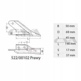 Bucket for mini excavators, right side, type shark 522 00102