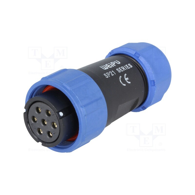 1 pcs x WEIPU - SP2110/S7II-1N - Plug, SP21, female, PIN: 7, IP68, 7÷12mm, 15A, soldering, for cable