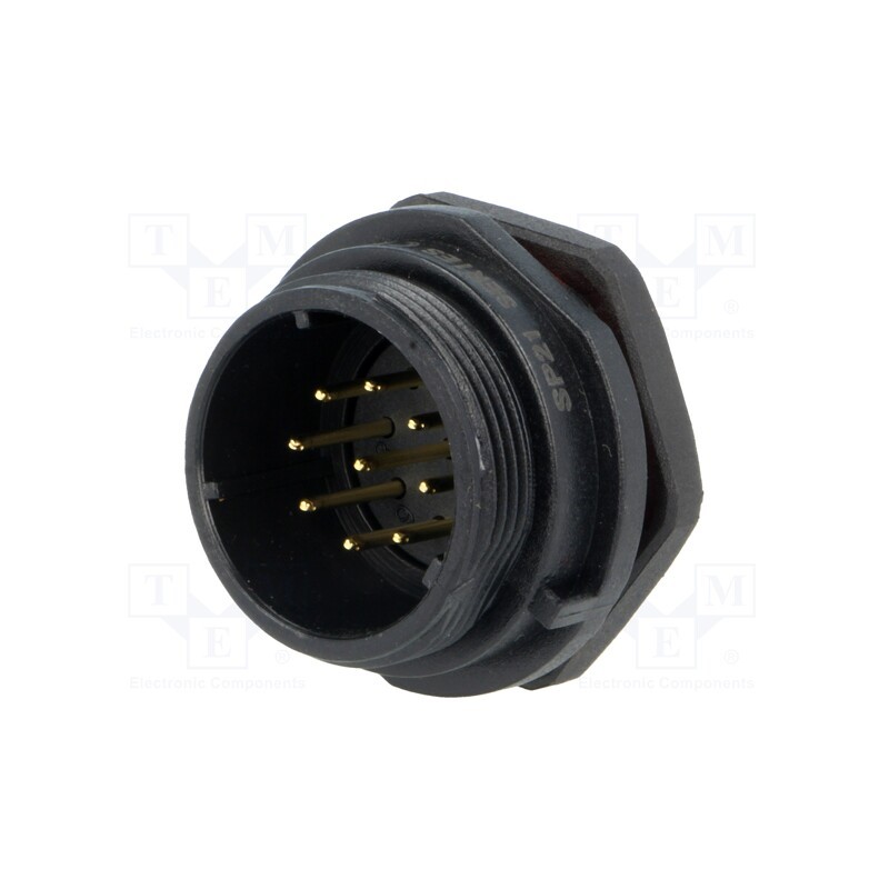 1 pcs x WEIPU - SP2112/P9-1N - Socket, SP21, male, PIN: 9, IP68, 5A, soldering, 500V, 0.75mm2