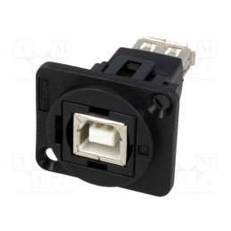 1 pcs x CLIFF - CP30207N - Coupler, USB A socket,USB B socket, FT, USB 2.0, plastic, 19x24mm