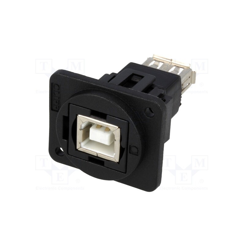 1 pcs x CLIFF - CP30207NX - Coupler, USB A socket,USB B socket, FT, USB 2.0, plastic, 19x24mm