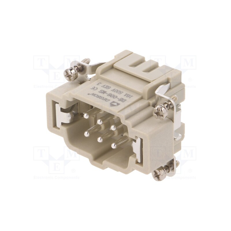 1 pcs x DEGSON ELECTRONICS - DE-006-MS - Connector: HDC, contact insert, male, DE, PIN: 6, 6+PE, size D6B
