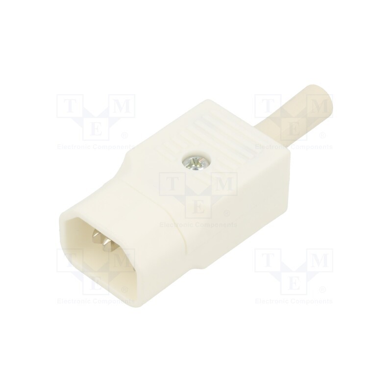 1 pcs x BULGIN - PX0686/WH - Connector: AC supply, plug, male, 10A, 250VAC, C14 (E), for cable