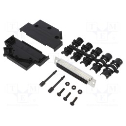 1 pcs x Amphenol Communications Solutions - L17D45PK-P-37+L77SDC37S - D-Sub, PIN: 37, female, angled 45°, soldering, for cable, 