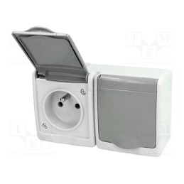 1 pcs x PAWBOL - D.3612SGG/1 - Connector: AC supply, socket, 2P+PE, 250VAC, 16A, grey, PIN: 3, IP44