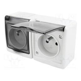 1 pcs x PAWBOL - D.3612GG/1 - Connector: AC supply, socket, 2P+PE, 250VAC, 16A, grey, PIN: 3, IP44